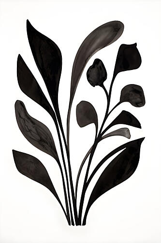 Organic Black Plants Art Print
