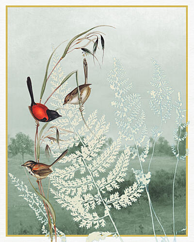 Birds Among Ferns Art Print