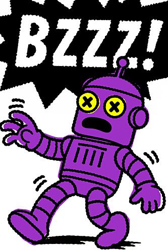 Shocked Purple Robot Art Print by Erm