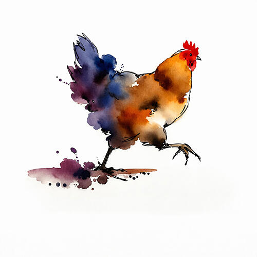 Vibrant Watercolor Chicken Art Print