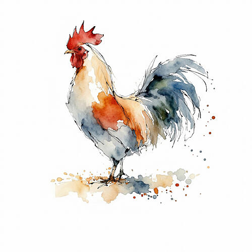 Colorful Farm Rooster Art Print