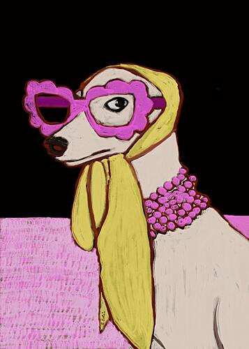 Pink Dog Fashionista Pop art reproduction