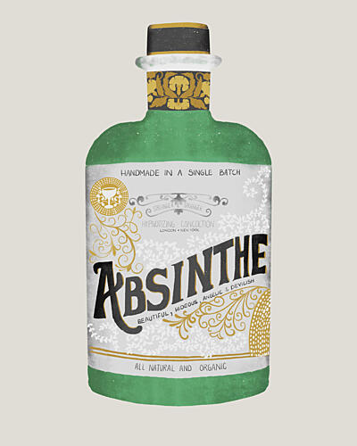 Vintage Absinthe Elixir Bottle Art Print by Yami Sm