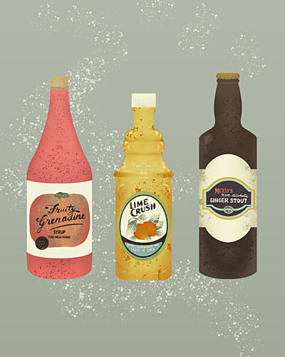 Vintage Drink Bottles Art Print by Yami Sm