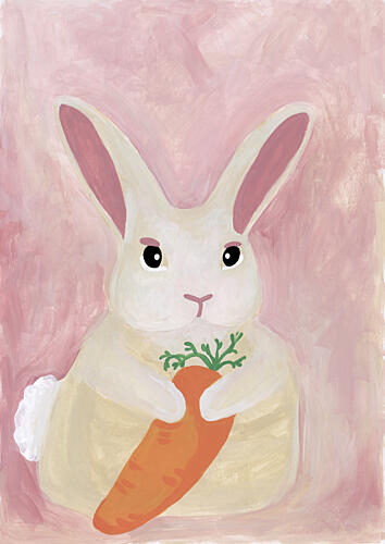 Sweet Bunny with Carrot Art Print
