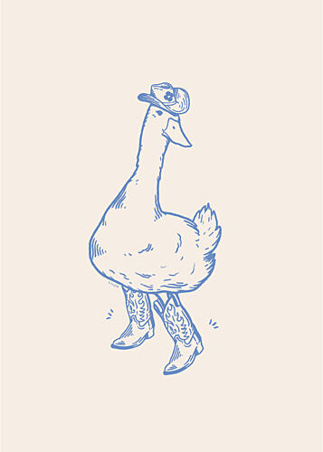 Whimsical Cowboy Goose Art Print
