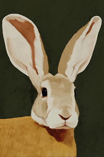 Quiet Rabbit Portrait Gold Print