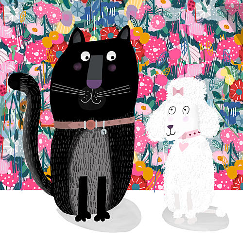 Whimsical Pet Friends Art Print