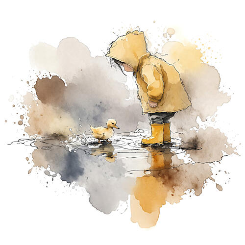 Curious Child Duckling Art Print