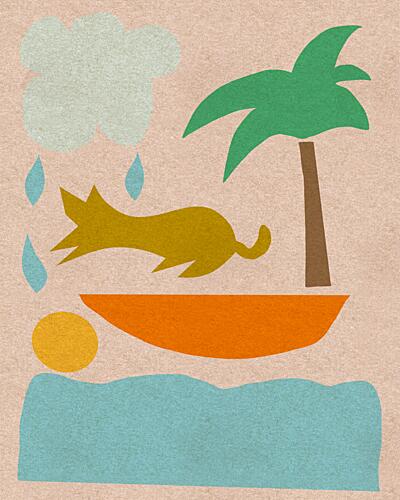 Whimsical Island Dog Art Print