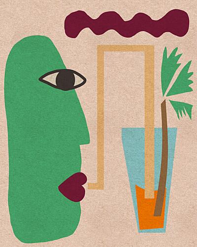 Abstract Tropical Face Art Print