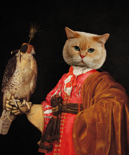 Regal Cat Falconer Art Print