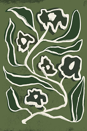 Modern Green Flowers Art Print