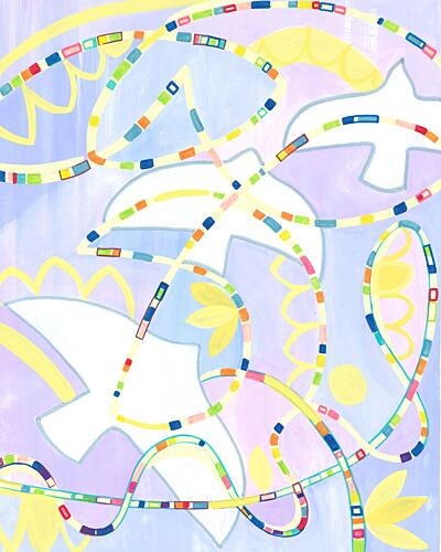 Abstract Doves Pathways Art Print by Isabelle Brent