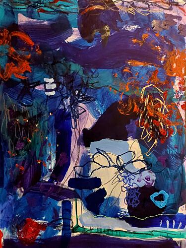 Dynamic Blue Orange Art Print by Monika Riethmueller