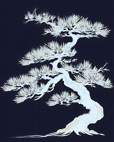 White Bonsai Tree Art Print