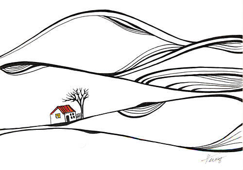 Red Roof Hill Home Art Print