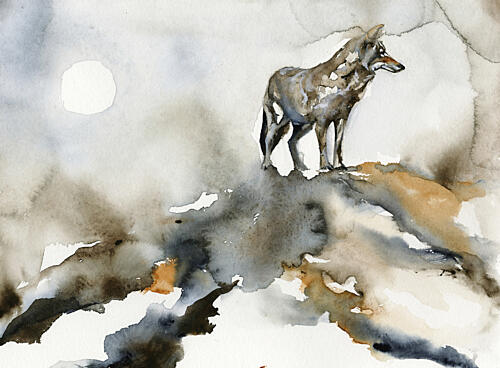 Lone Wolf Moon Art Print