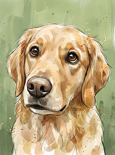 Golden Retriever Watercolor Portrait Gold Print