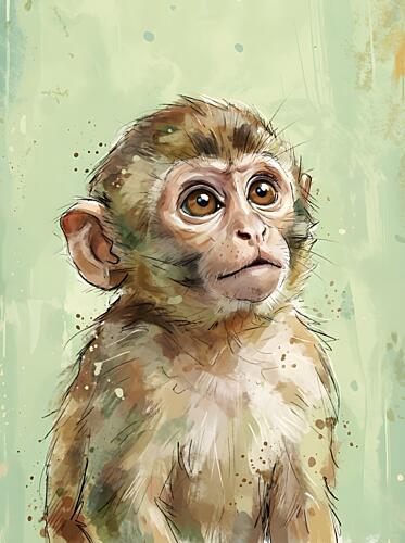 Curious Baby Monkey Art Print