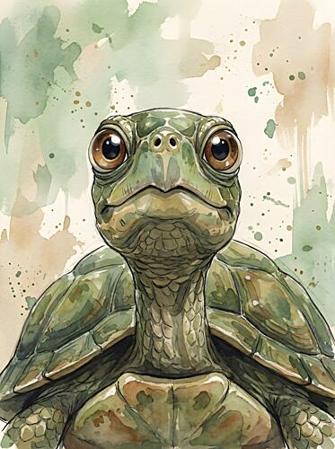 Cute Watercolor Turtle Art Print