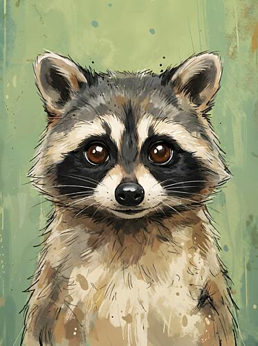 Charming Raccoon Portrait Art Print