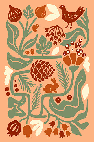 Forest Friends Autumn Bounty Art Print