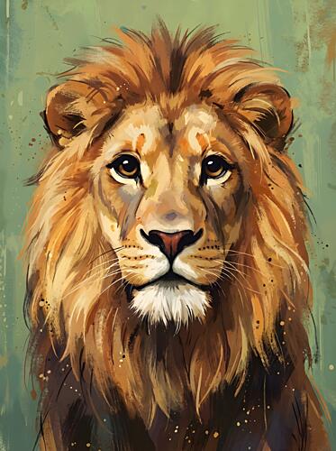 Majestic Lion Gaze Gold Print