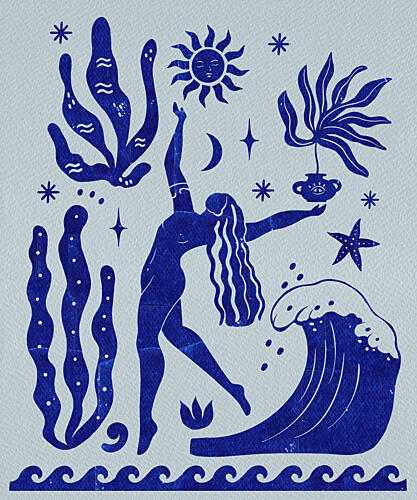 Celestial Ocean Woman Art Print
