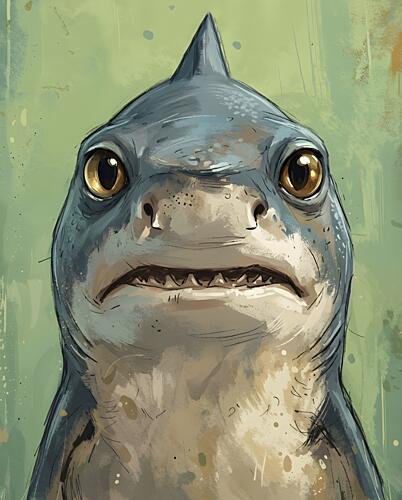 Worried Baby Shark Art Print