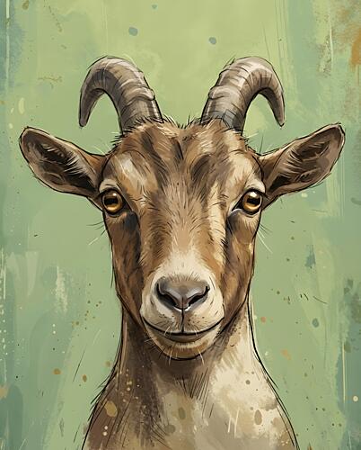 Friendly Goat Portrait Art Print