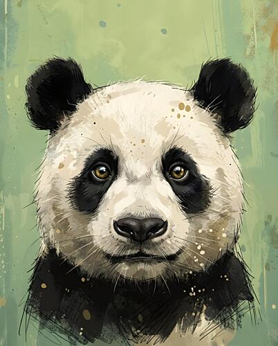 Gentle Panda Portrait Gold Print
