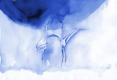 Elegant Blue Cranes Art Print