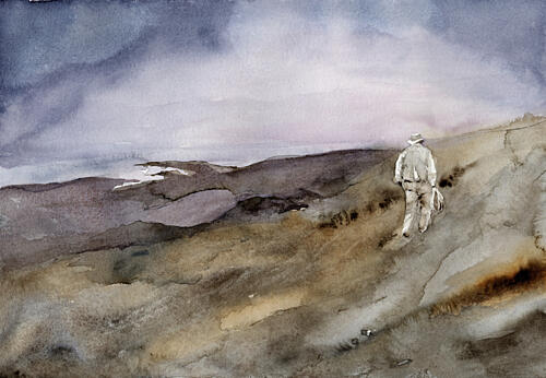 Man Walking Uphill Art Print