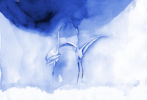 Graceful Blue Birds Art Print