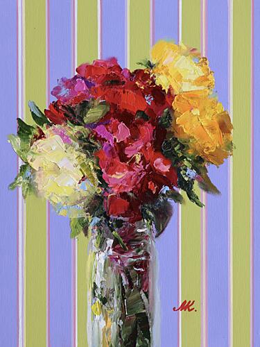 Colorful Striped Flower Bouquet Art déco reproduction