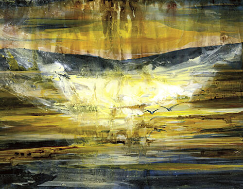 Golden Mountain Sunset Art déco reproduction