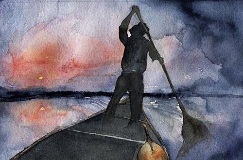Twilight Paddle Adventure Art Print