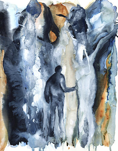 Solitary Blue Abstract Landscape Art Print