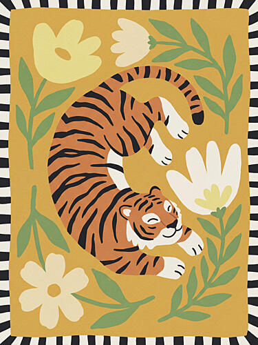 Smiling Tiger Blooms Art déco reproduction