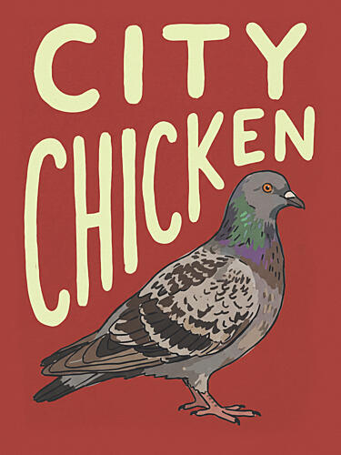 City Chicken Pigeon Art déco reproduction