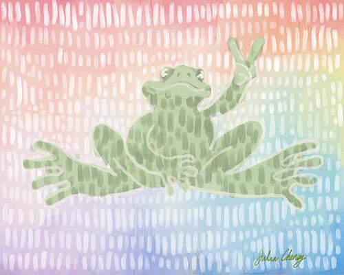 Rainbow Frog Peace Sign Art déco reproduction