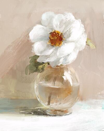 Soft White Bloom Art déco reproduction