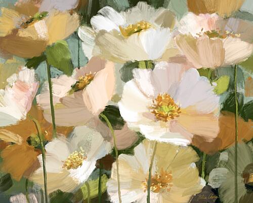 Creamy White Blossoms Gold Print