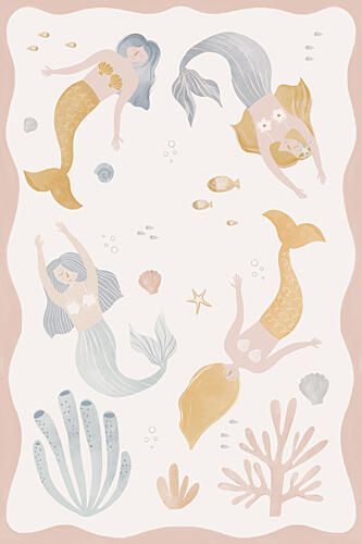Whimsical Mermaids Ocean Art déco reproduction