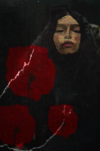 Dark Poppies Portrait Pop art reproduction