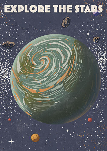 Explore the Stars Art déco reproduction