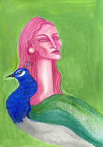 Lady and the Peacock Art déco reproduction