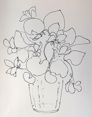 Potted Floral Sketch Art déco reproduction