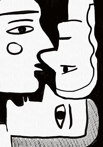 Abstract Kissing Faces Art déco reproduction